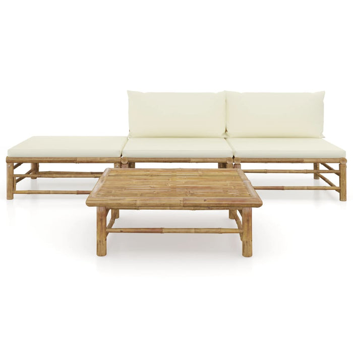 Set mobilier de grădină, cu perne alb crem, 3 piese, bambus - WALTI WALTI
