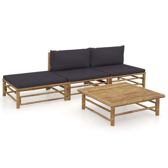 Set mobilier de grădină cu perne gri închis, 4 piese, bambus - WALTI WALTI