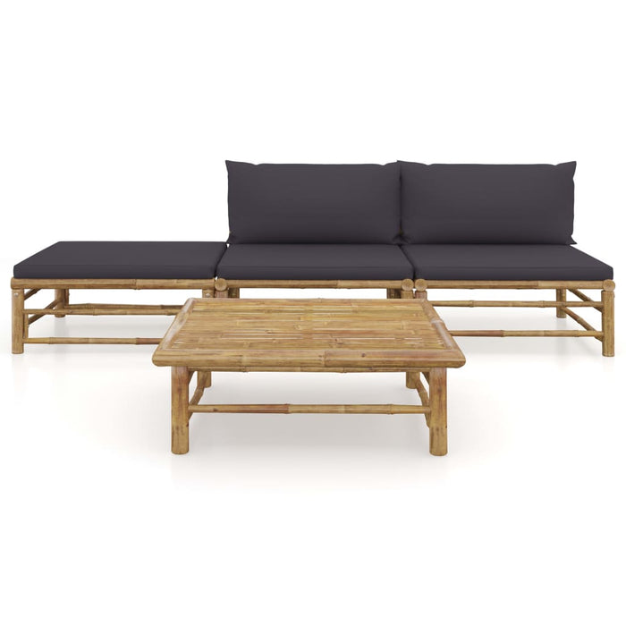 Set mobilier de grădină cu perne gri închis, 4 piese, bambus - WALTI WALTI