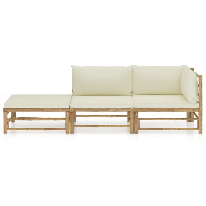 Set mobilier de grădină, cu perne alb crem, 3 piese, bambus - WALTI WALTI