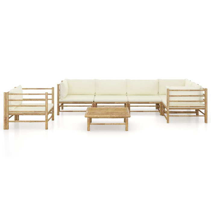 Set mobilier de grădină cu perne alb crem, 7 piese, bambus - WALTI WALTI