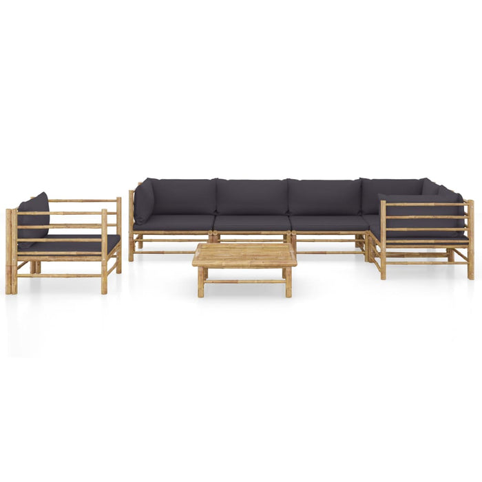 Set mobilier de grădină cu perne gri închis, 7 piese, bambus - WALTI WALTI