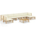 Set mobilier de grădină, cu perne alb crem, 8 piese, bambus - WALTI WALTI