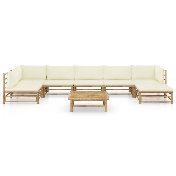 Set mobilier de grădină, cu perne alb crem, 8 piese, bambus - WALTI WALTI
