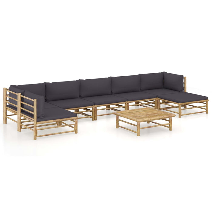 Set mobilier de grădină cu perne gri închis, 8 piese, bambus - WALTI WALTI