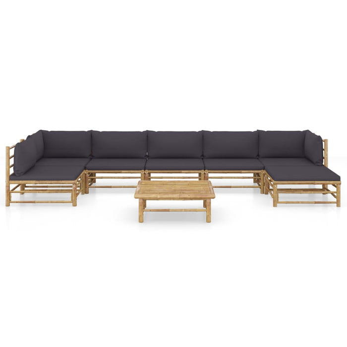 Set mobilier de grădină cu perne gri închis, 8 piese, bambus - WALTI WALTI
