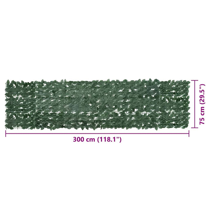 Paravan de balcon, frunze verde închis, 300x75 cm WALTI