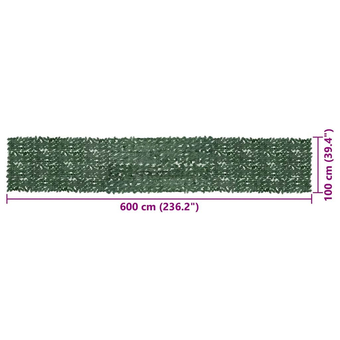 Paravan de balcon, frunze verde închis, 600x100 cm WALTI