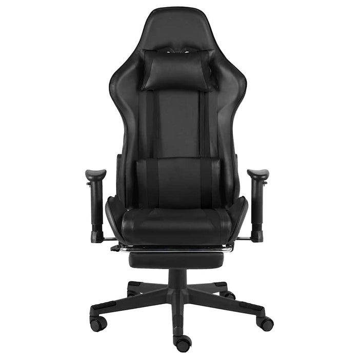 Scaun de jocuri pivotant cu suport de picioare, negru, PVC WALTI