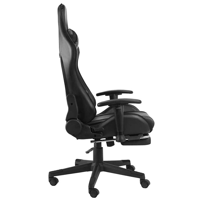 Scaun de jocuri pivotant cu suport de picioare, negru, PVC WALTI