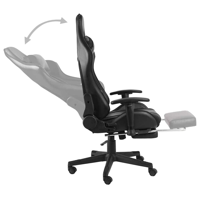 Scaun de jocuri pivotant cu suport de picioare, negru, PVC WALTI