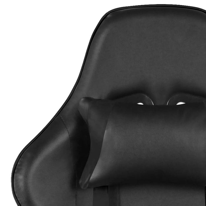 Scaun de jocuri pivotant cu suport de picioare, negru, PVC WALTI