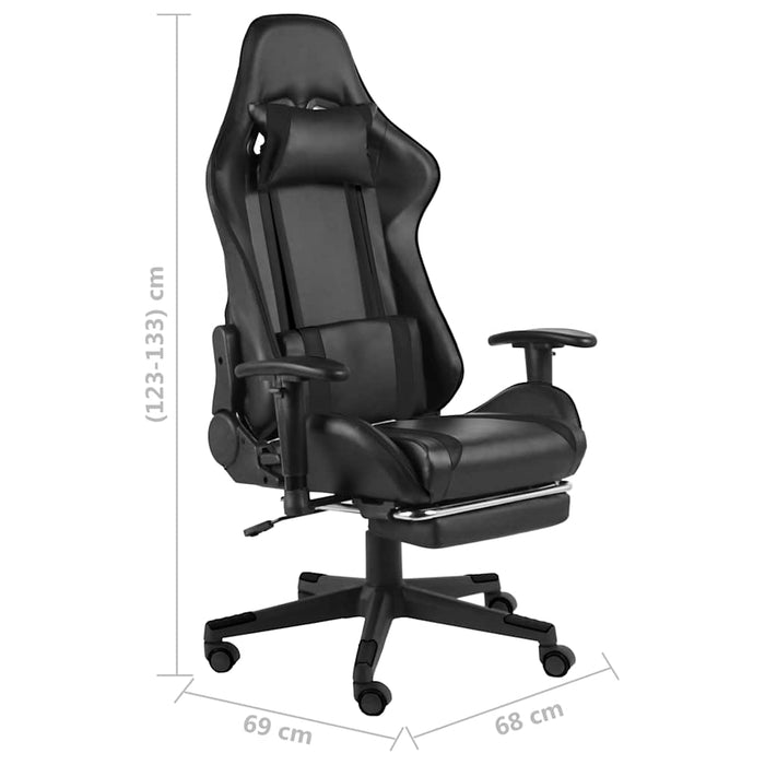 Scaun de jocuri pivotant cu suport de picioare, negru, PVC WALTI