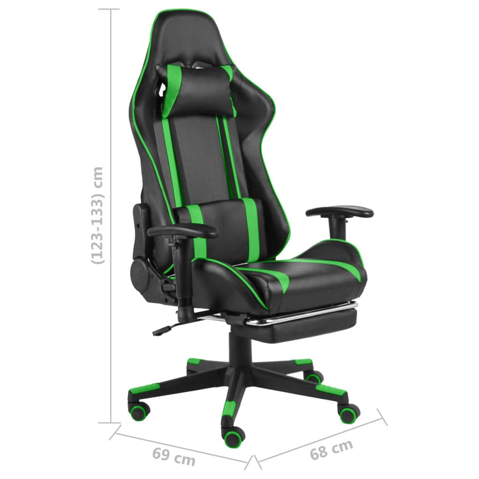 Scaun de jocuri pivotant cu suport de picioare, verde, PVC - WALTI WALTI