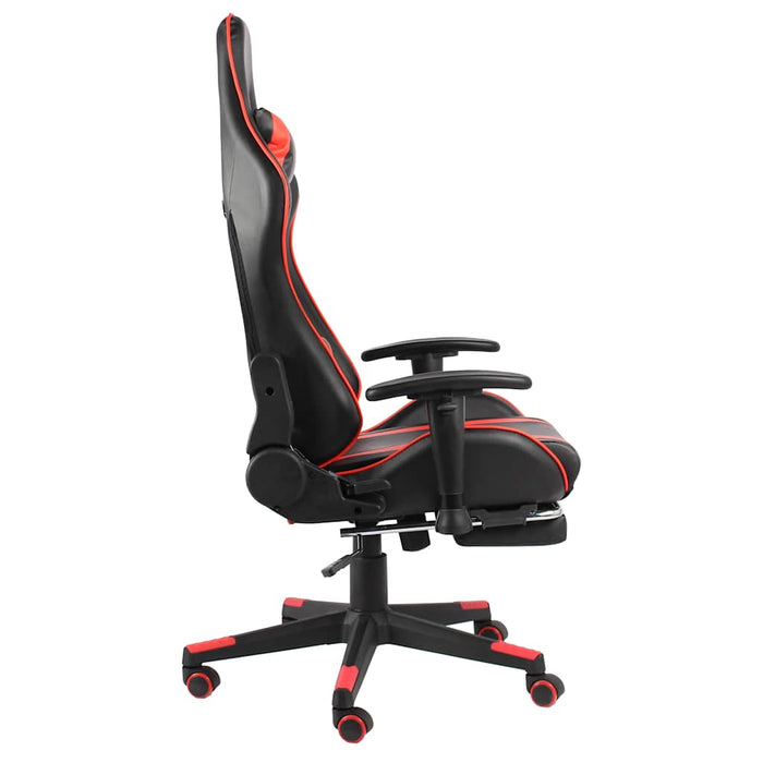 Scaun de gaming pivotant cu suport de picioare, roșu, PVC WALTI