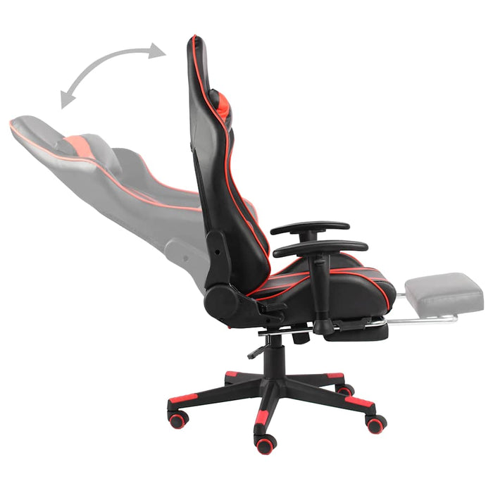 Scaun de gaming pivotant cu suport de picioare, roșu, PVC WALTI
