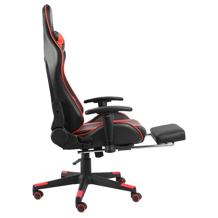 Scaun de gaming pivotant cu suport de picioare, roșu, PVC WALTI