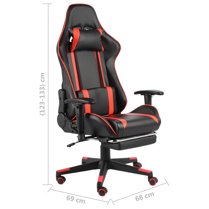 Scaun de gaming pivotant cu suport de picioare, roșu, PVC WALTI