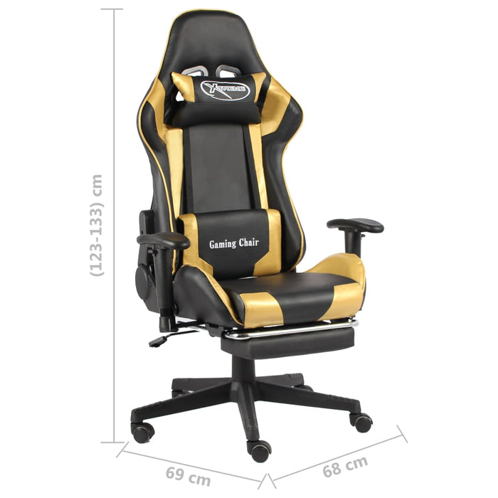 Scaun de jocuri pivotant cu suport de picioare, auriu, PVC - WALTI WALTI