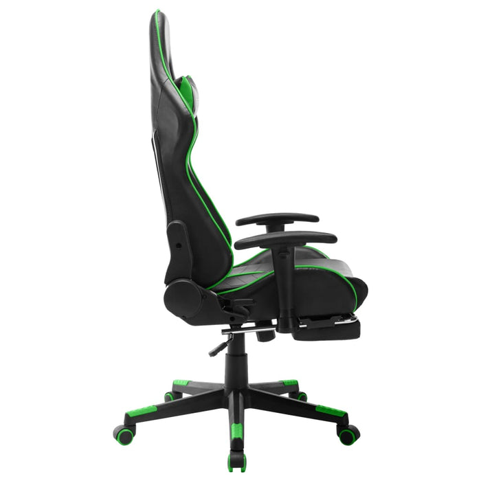 Scaun jocuri cu suport picioare, negru/verde, piele artificială - WALTI WALTI