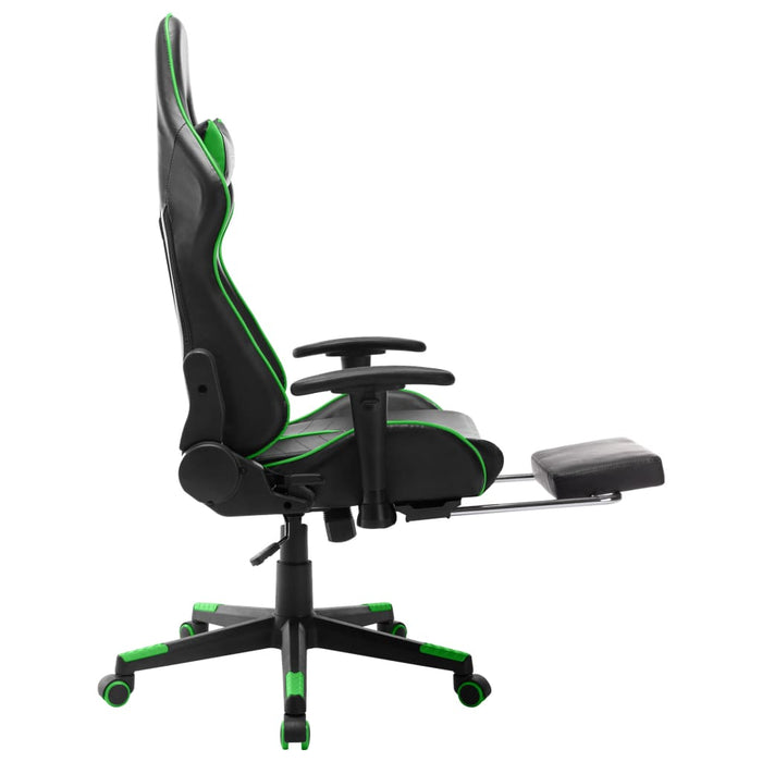 Scaun jocuri cu suport picioare, negru/verde, piele artificială - WALTI WALTI