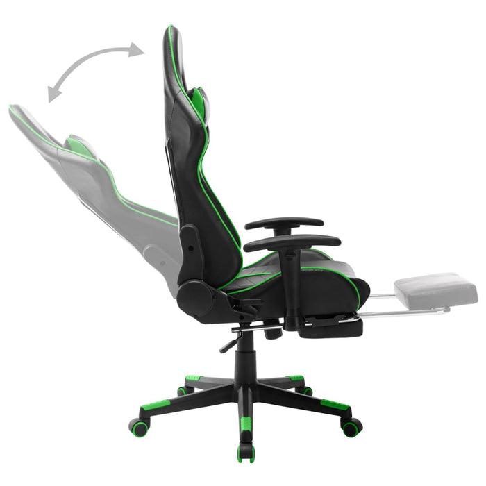 Scaun jocuri cu suport picioare, negru/verde, piele artificială - WALTI WALTI