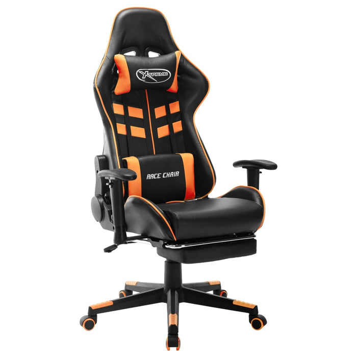 Scaun gaming cu suport picioare, negru/oranj, piele ecologică - WALTI WALTI