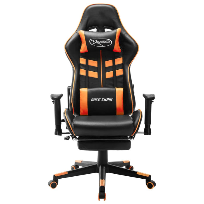 Scaun gaming cu suport picioare, negru/oranj, piele ecologică - WALTI WALTI