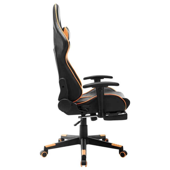 Scaun gaming cu suport picioare, negru/oranj, piele ecologică - WALTI WALTI