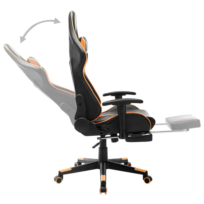 Scaun gaming cu suport picioare, negru/oranj, piele ecologică - WALTI WALTI