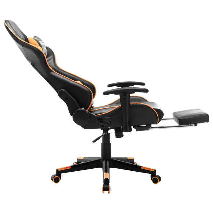 Scaun gaming cu suport picioare, negru/oranj, piele ecologică - WALTI WALTI