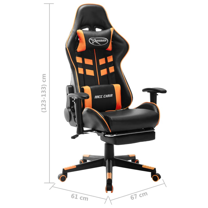 Scaun gaming cu suport picioare, negru/oranj, piele ecologică - WALTI WALTI