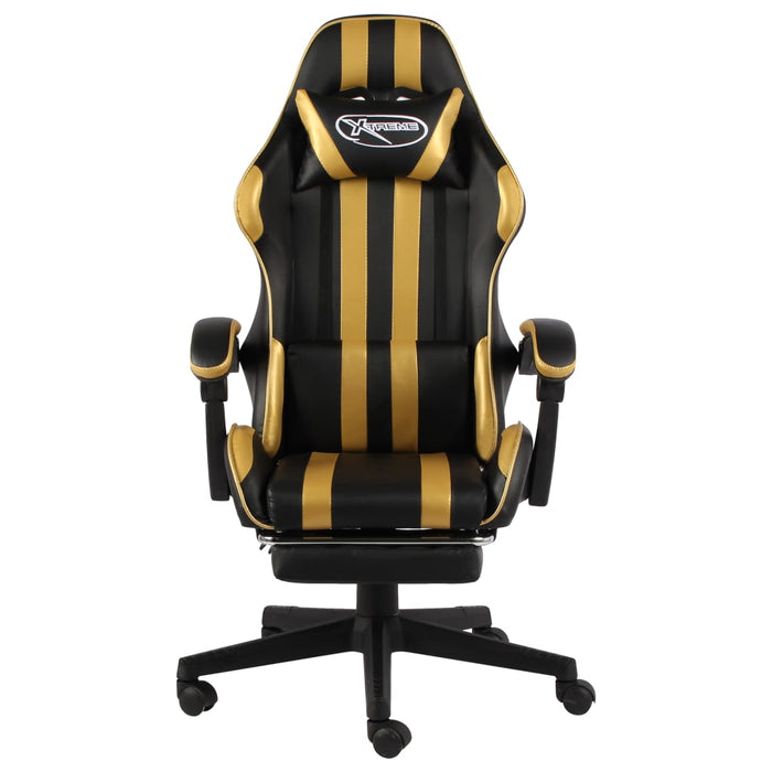 Scaun de racing suport picioare auriu/negru piele ecologică - WALTI WALTI