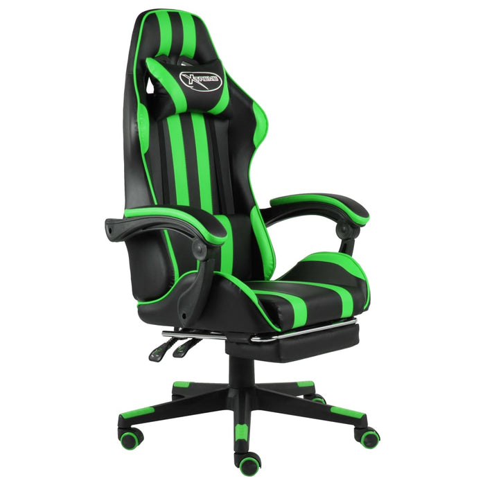 Scaun de racing suport picioare negru/verde piele ecologică - WALTI WALTI