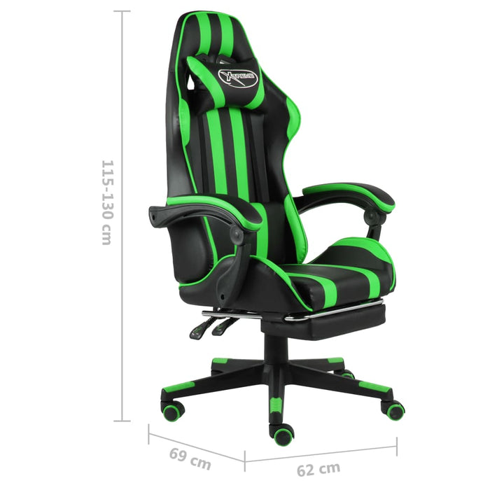 Scaun de racing suport picioare negru/verde piele ecologică - WALTI WALTI