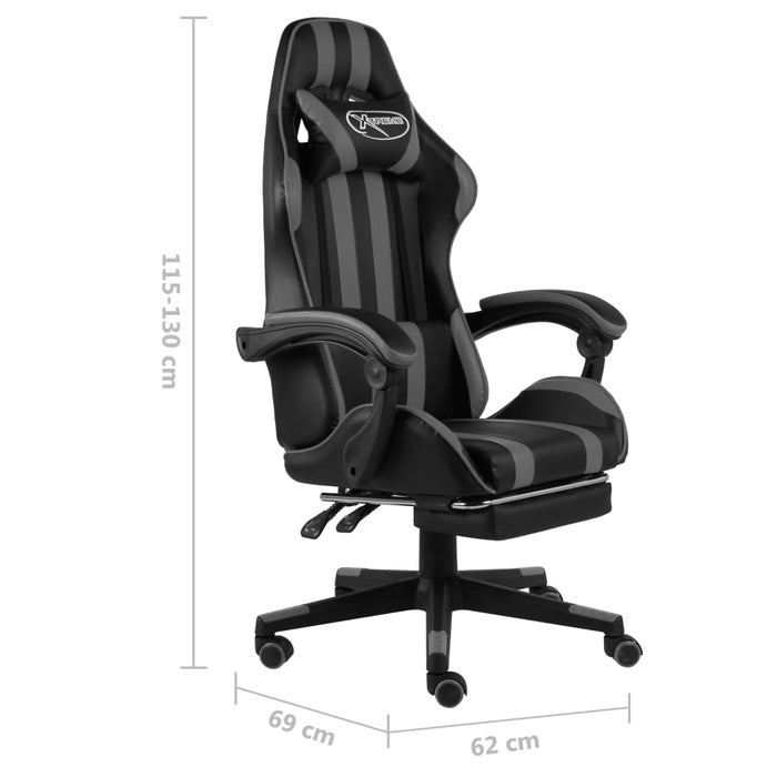 Scaun de racing suport picioare, negru/gri, piele ecologică - WALTI WALTI