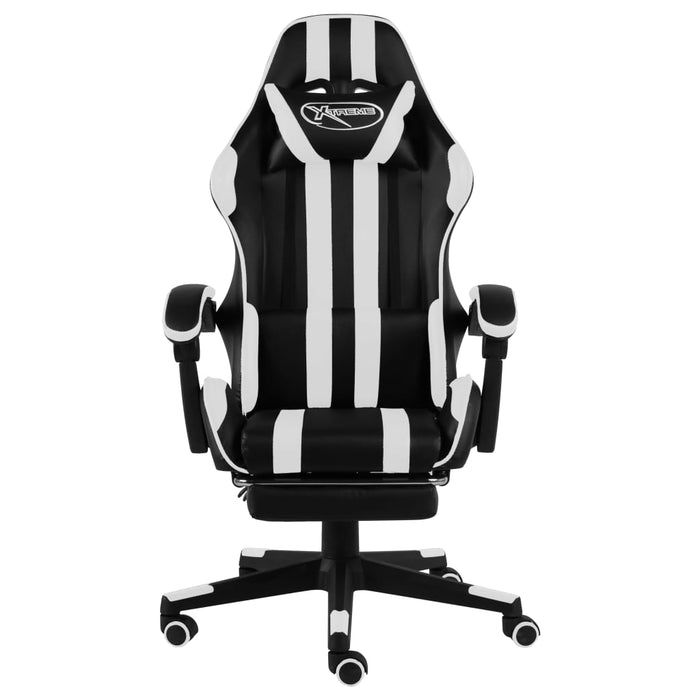 Scaun de racing cu suport picioare, negru/alb, piele ecologică - WALTI WALTI