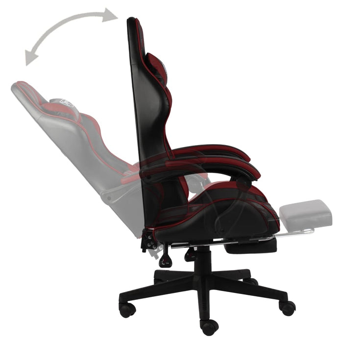 Scaun racing suport picioare negru/roșu vin piele ecologică - WALTI WALTI