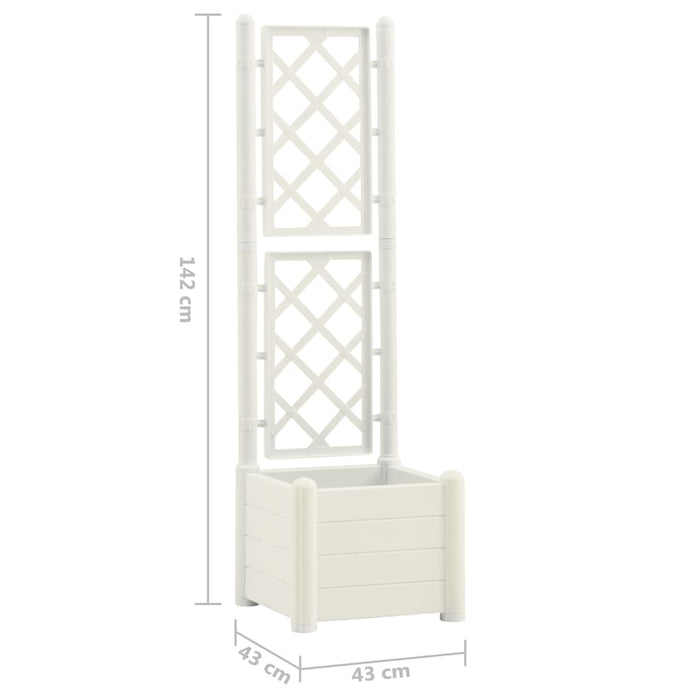 Jardinieră de grădină cu spalier, alb, 43x43x142 cm, PP - WALTI WALTI
