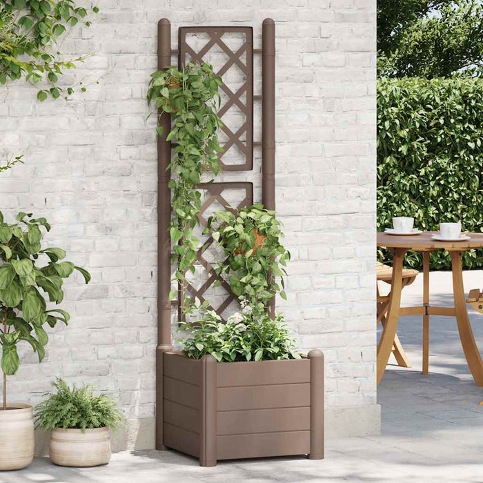 Jardinieră de grădină cu spalier, cafeniu, 43x43x142 cm, PP - WALTI WALTI