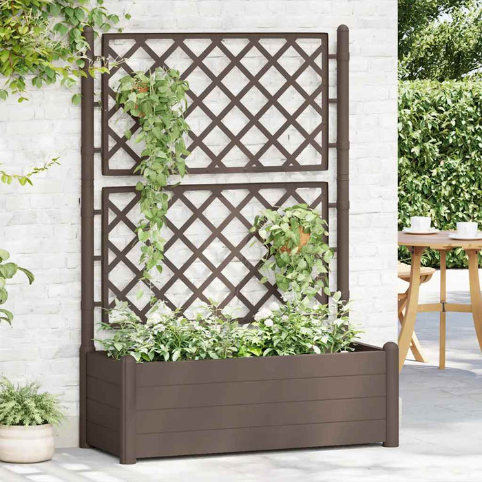 Jardinieră de grădină cu spalier, cafeniu, 100 x 43 x 142 cm PP - WALTI WALTI