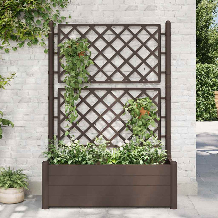 Jardinieră de grădină cu spalier, cafeniu, 100 x 43 x 142 cm PP - WALTI WALTI