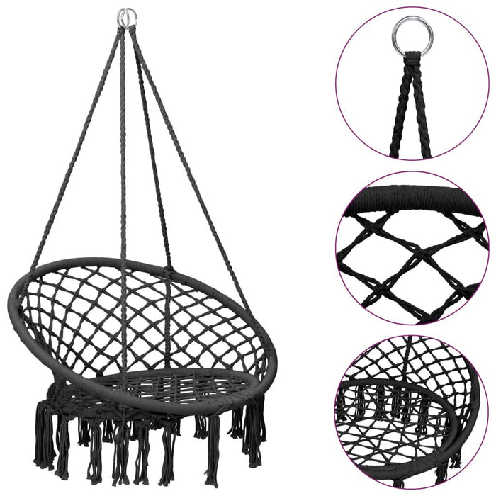 Scaun balansoar hamac, antracit, 80 cm - WALTI WALTI