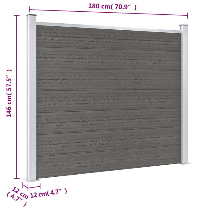 Panou de gard, gri, 180x146 cm, WPC - WALTI WALTI