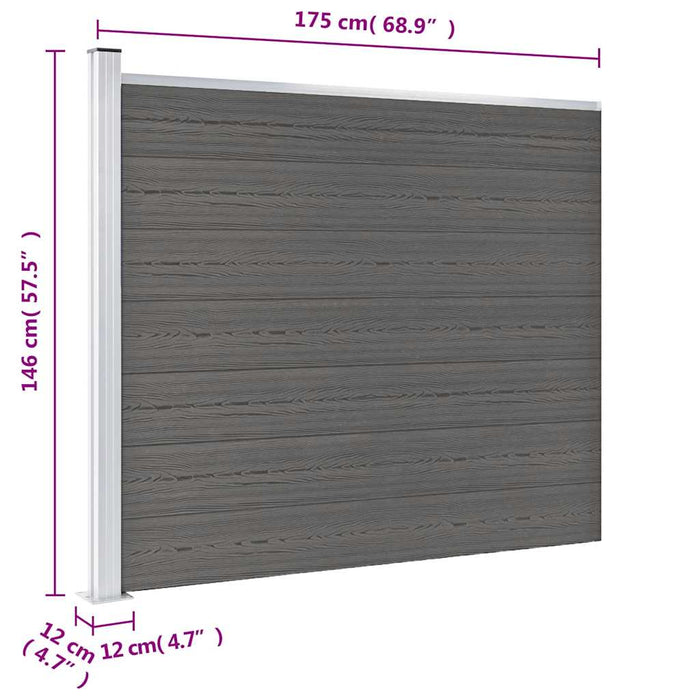 Panou de gard, gri, 175x146 cm, WPC - WALTI WALTI