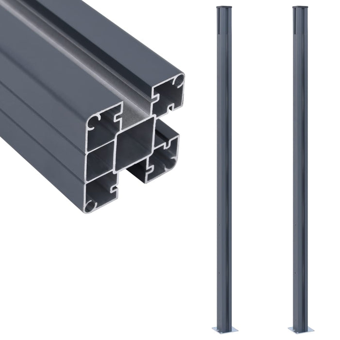 Stâlpi de gard, 2 buc., gri închis, 185 cm, aluminiu - WALTI WALTI