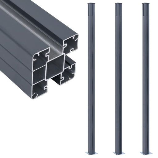 Stâlpi de gard, 3 buc., gri închis, 185 cm, aluminiu - WALTI WALTI