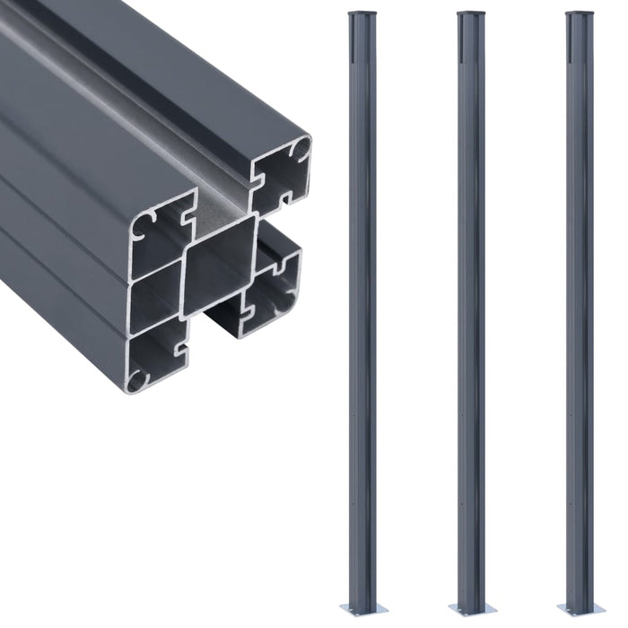 Stâlpi de gard, 3 buc., gri închis, 185 cm, aluminiu - WALTI WALTI