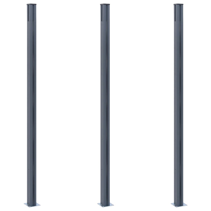 Stâlpi de gard, 3 buc., gri închis, 185 cm, aluminiu - WALTI WALTI