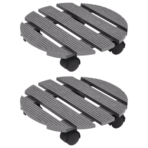 Suporturi de plante cu role, 2 buc., gri, Ø30x7,5 cm, WPC - WALTI WALTI